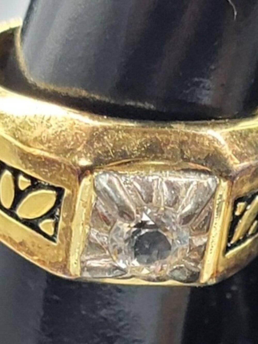 Lindenworld 14kge Cubic Zirconia Ring Yellow Heavy Gold Plated Vintage Band Sz10